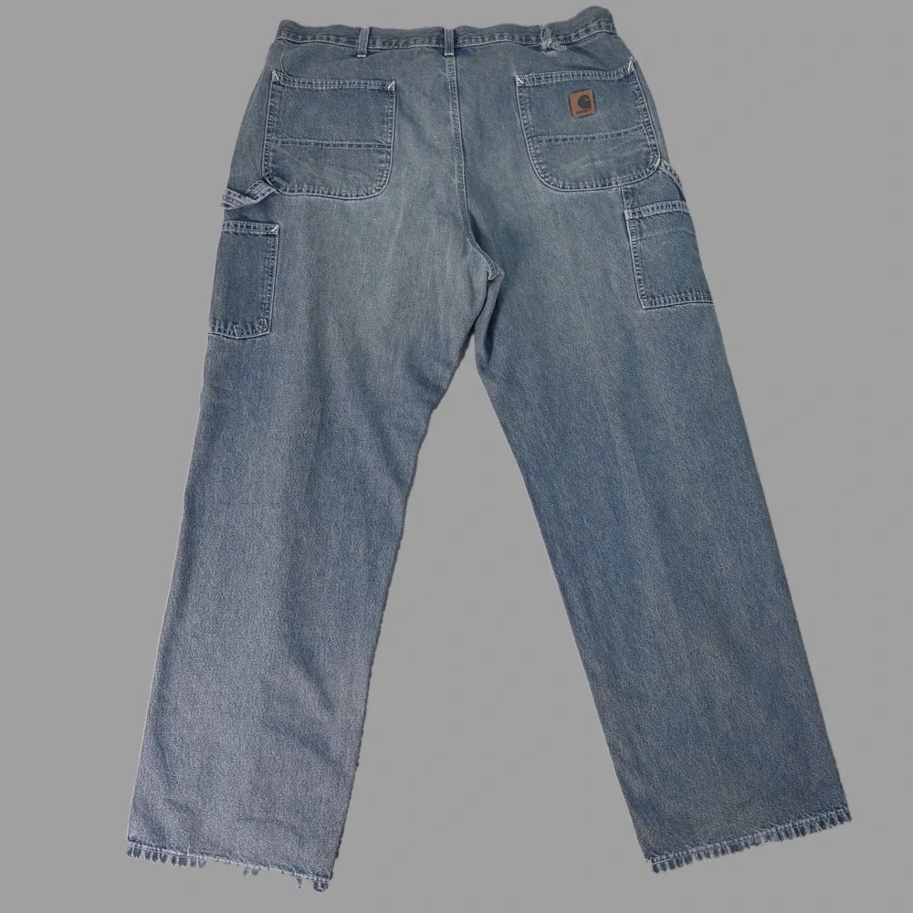 Carhartt Baggy Mens Blue Denim Fit Carpenter Jeans 40x32 Workwear Distressed